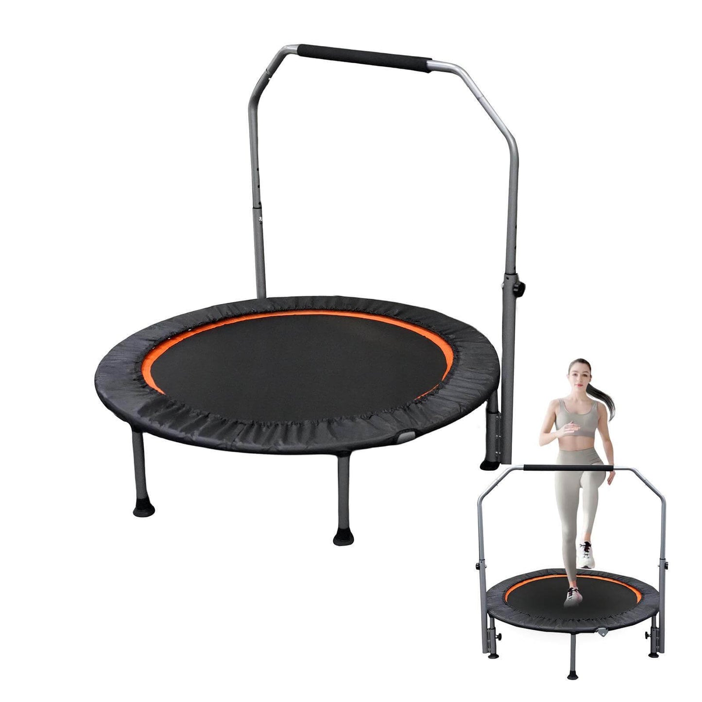 NHO™ Folding Fitness Trampoline With Adjustable Handle