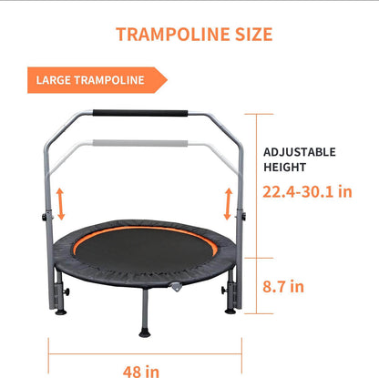 NHO™ Folding Fitness Trampoline With Adjustable Handle